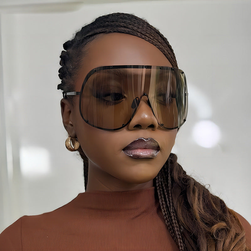 Chic Brown Oversized Sunglasses UV400 Protection