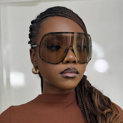 Chic Brown Oversized Sunglasses UV400 Protection