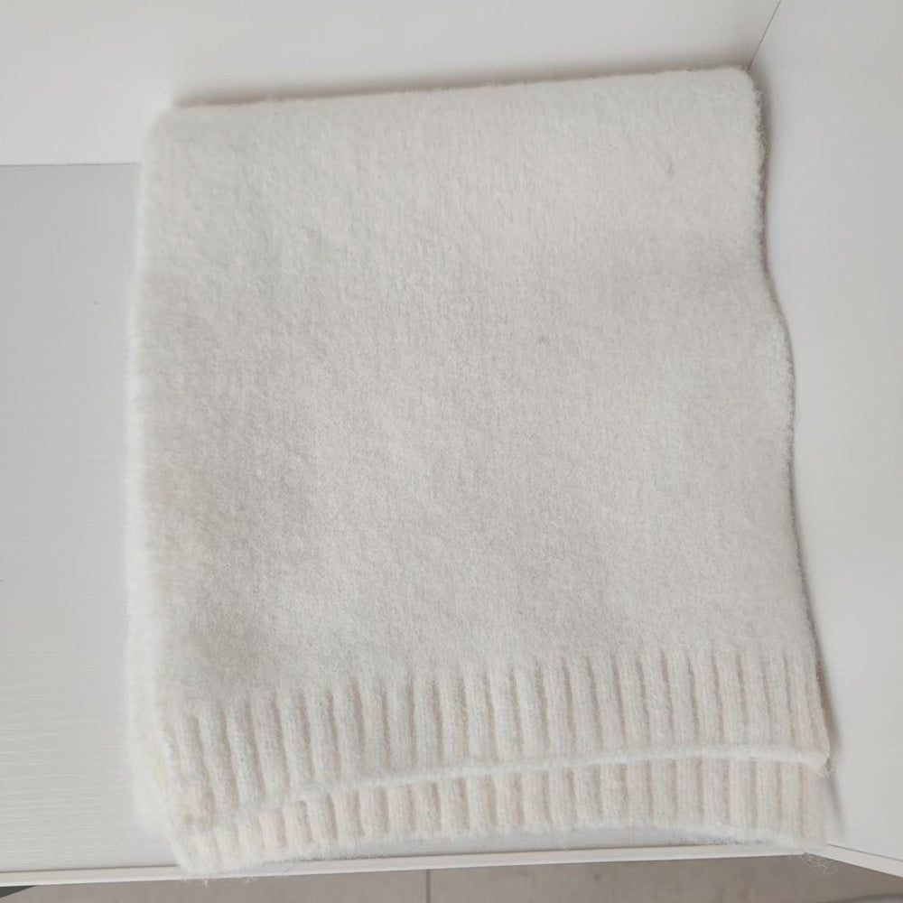 Cozy Wool Blend Knitted Scarf for Men and Women