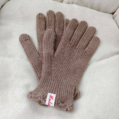 Wool Fingerless Touchscreen Gloves Warm Mittens for Women