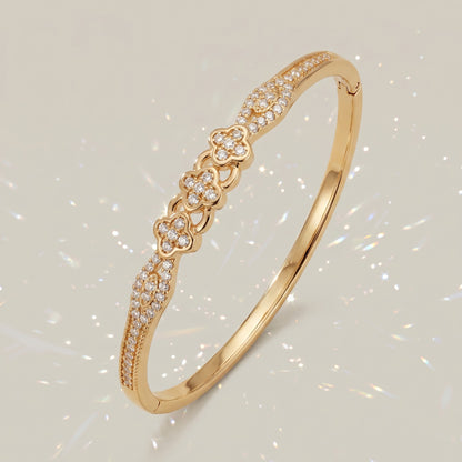 High-End Zirconia Stone Bangle with Nail Design for Weddings and Parties