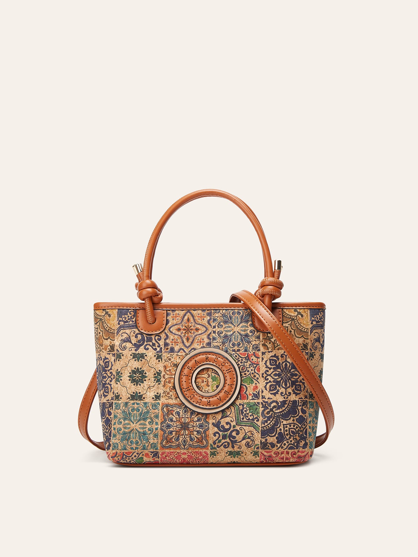 Vintage Cork Pattern Handbag Stylish Casual Tote Bag