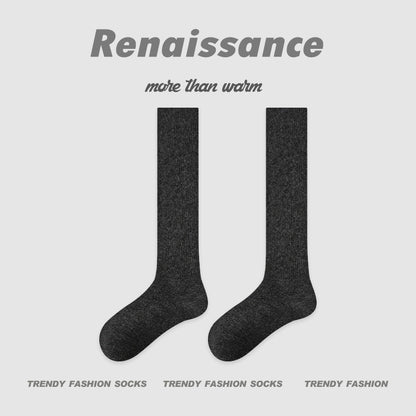 Mid Calf Colorblock Cotton Blend Socks Retro Casual