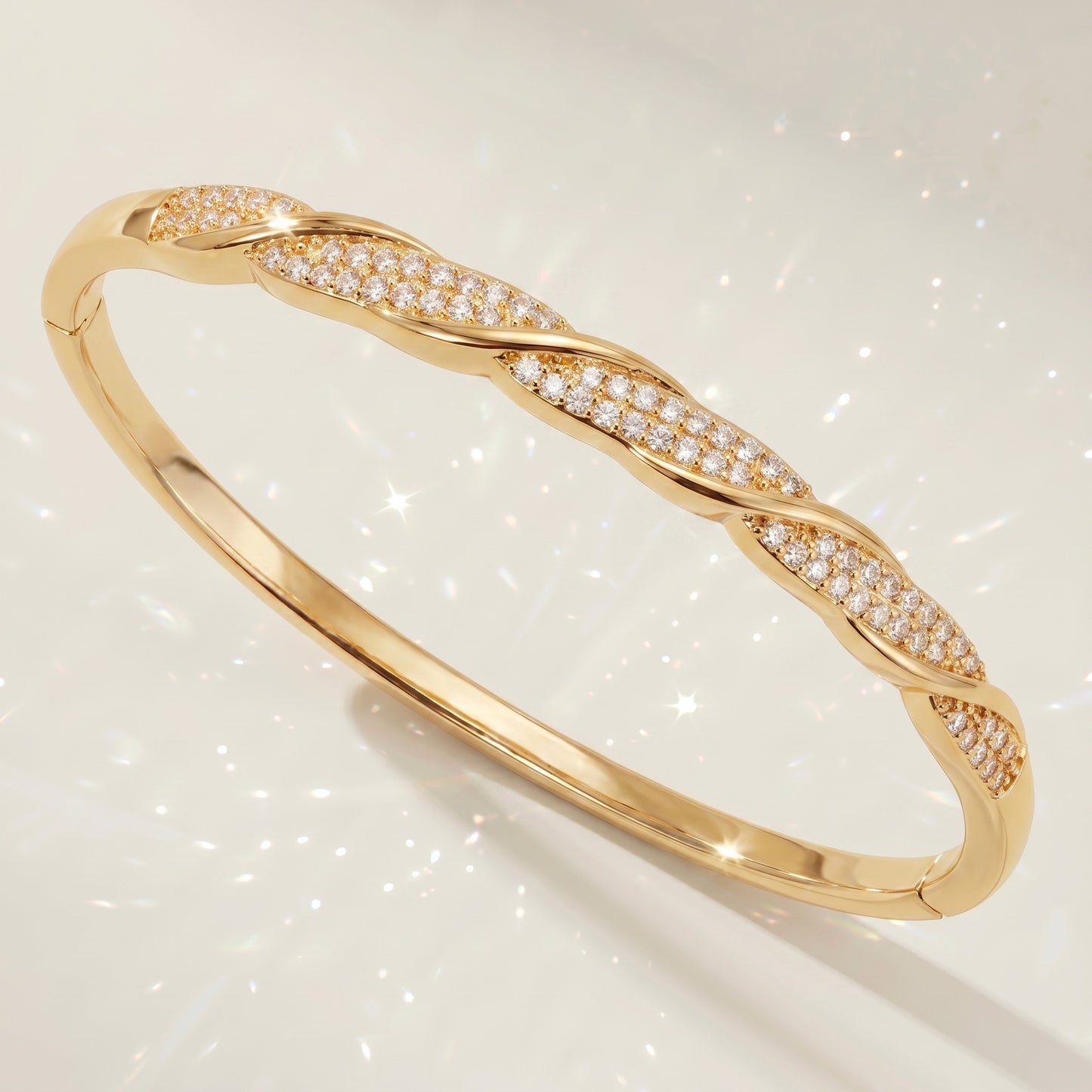 High-End Zirconia Stone Bangle with Nail Design for Weddings and Parties