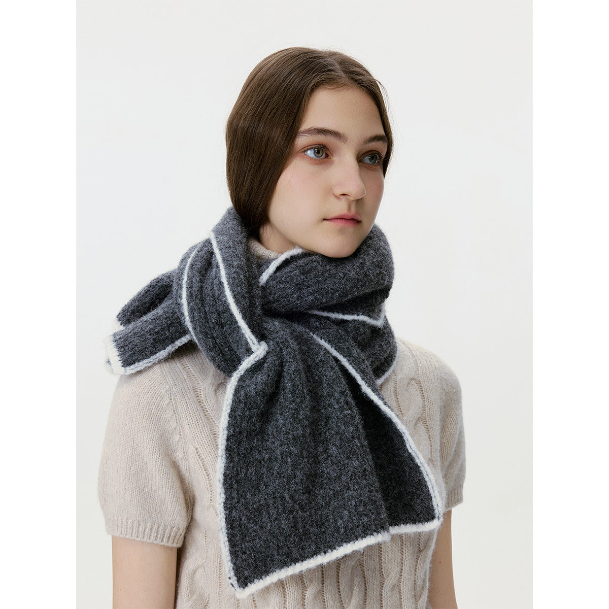 Solid Color Wool Blend Knitted Scarf for Men and Women