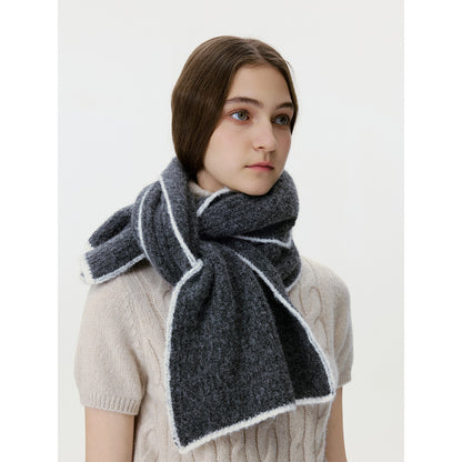Solid Color Wool Blend Knitted Scarf for Men and Women