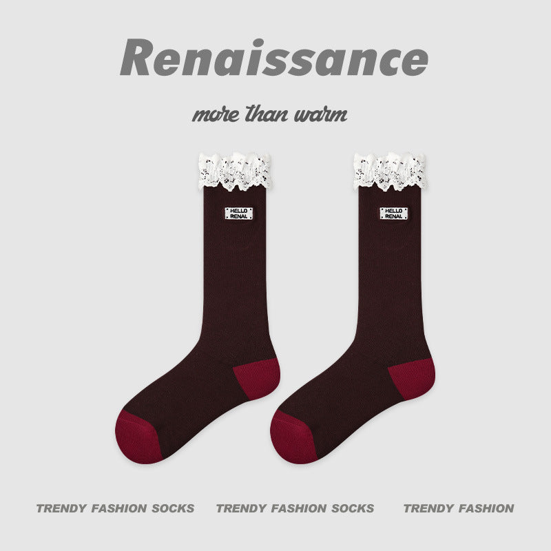 Socks Layered Mid Calf Lettered Cotton Blend Casual