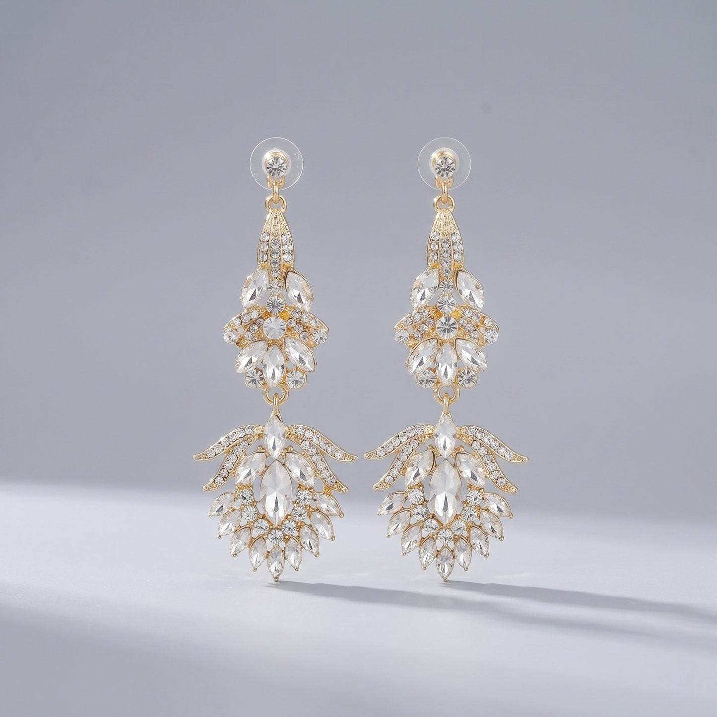 Vintage Floral Alloy Rhinestone Earrings Elegant Daily Drops