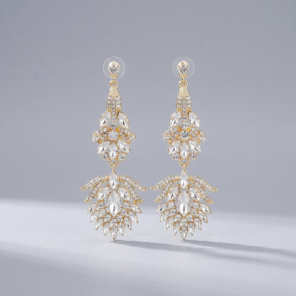 Vintage Floral Alloy Rhinestone Earrings Elegant Daily Drops