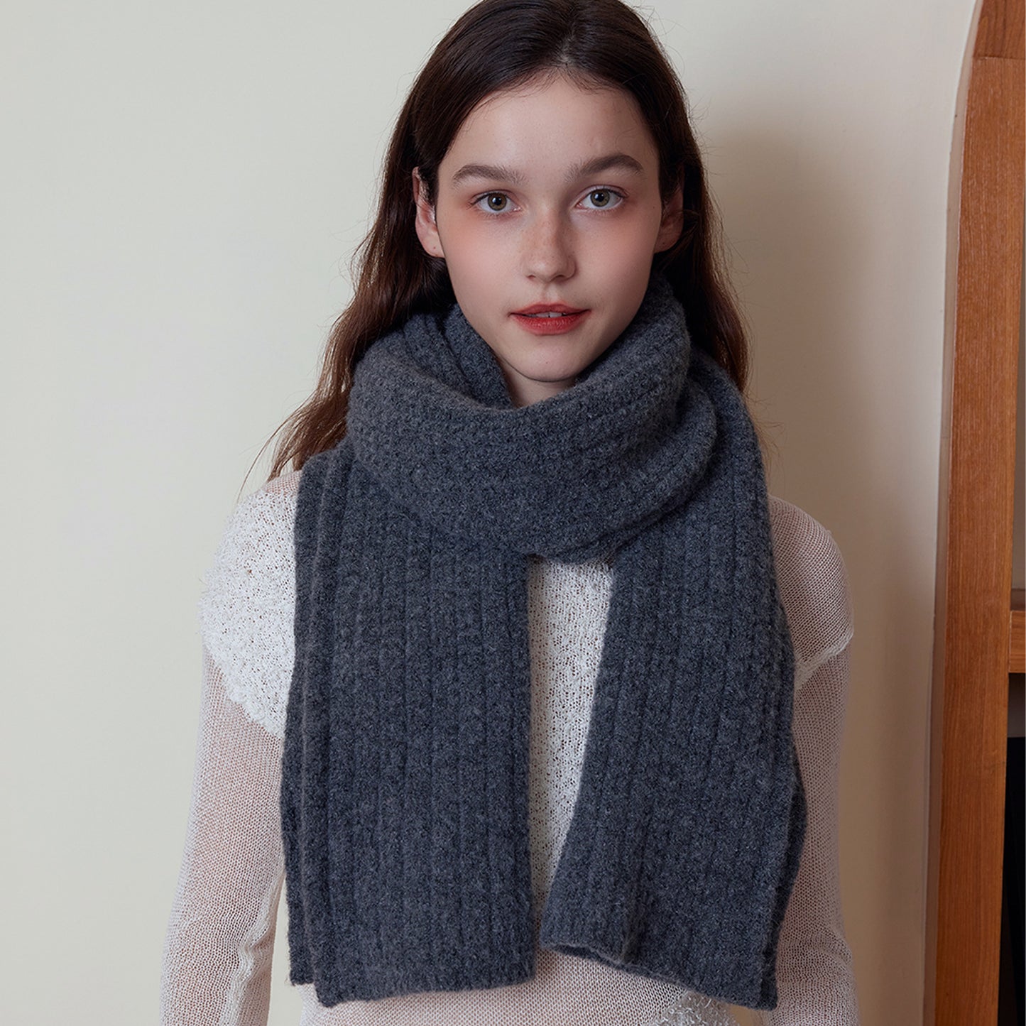 Plain Color Wool Knit Scarf Stylish Warm Unisex Winter Cozy Scarf