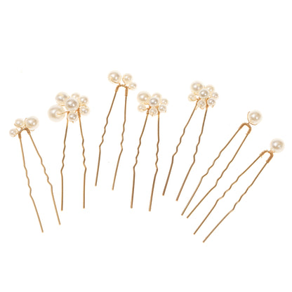 Set of 7 Pearl U Shaped Hair Pins Bride Wedding Hair Accessories