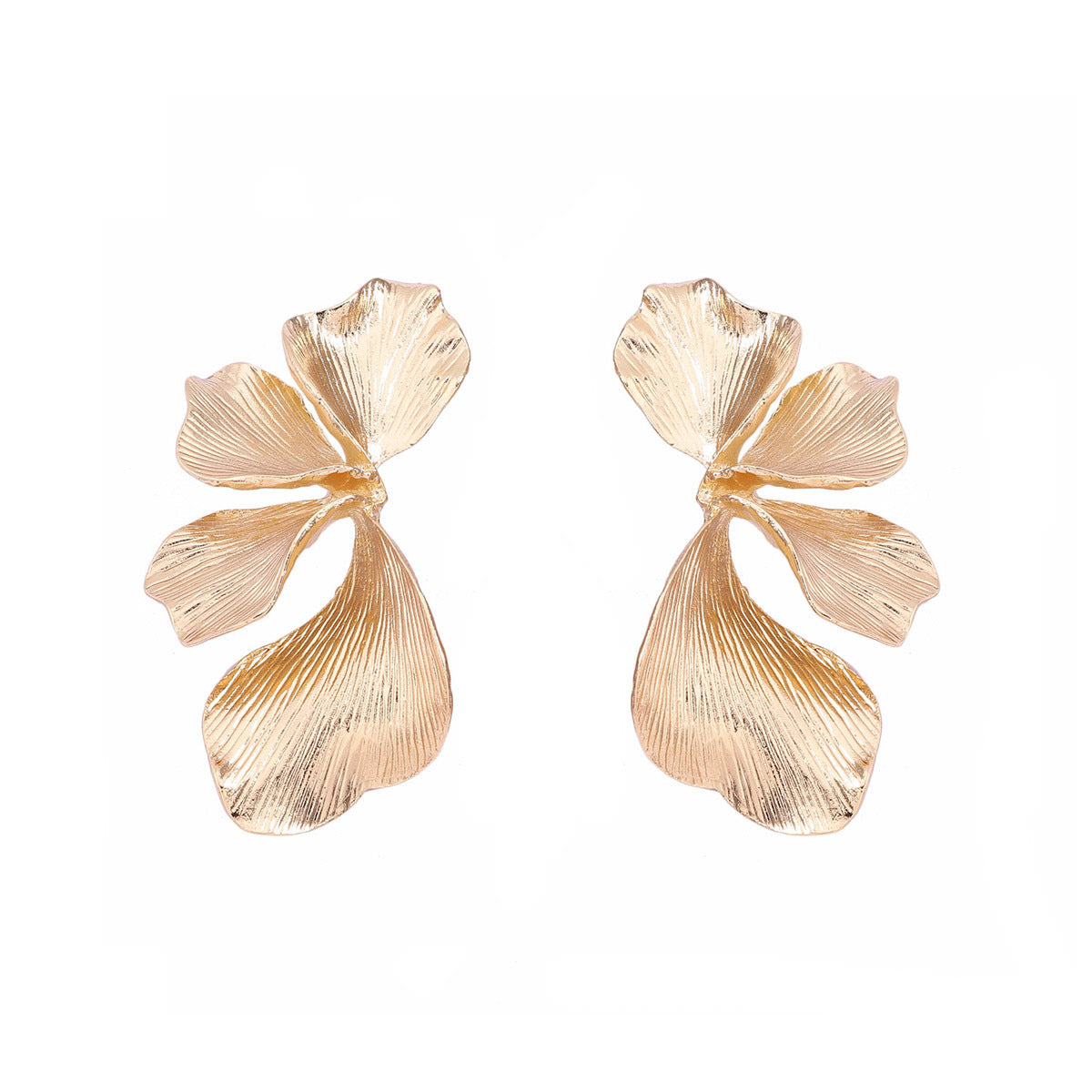 Petal Stud Earrings Layered Vintage Textured Minimalist