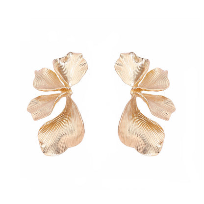 Petal Stud Earrings Layered Vintage Textured Minimalist