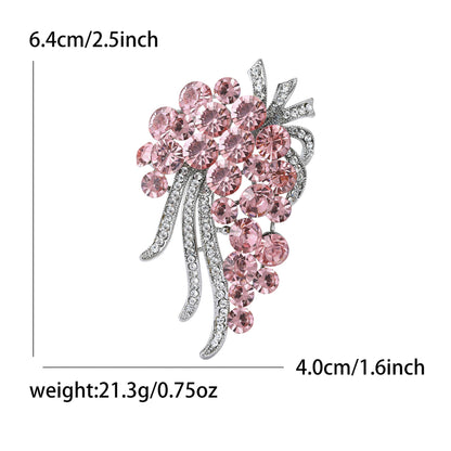 Floral Brooch Pin with Rhinestones Elegant Women's Accessory