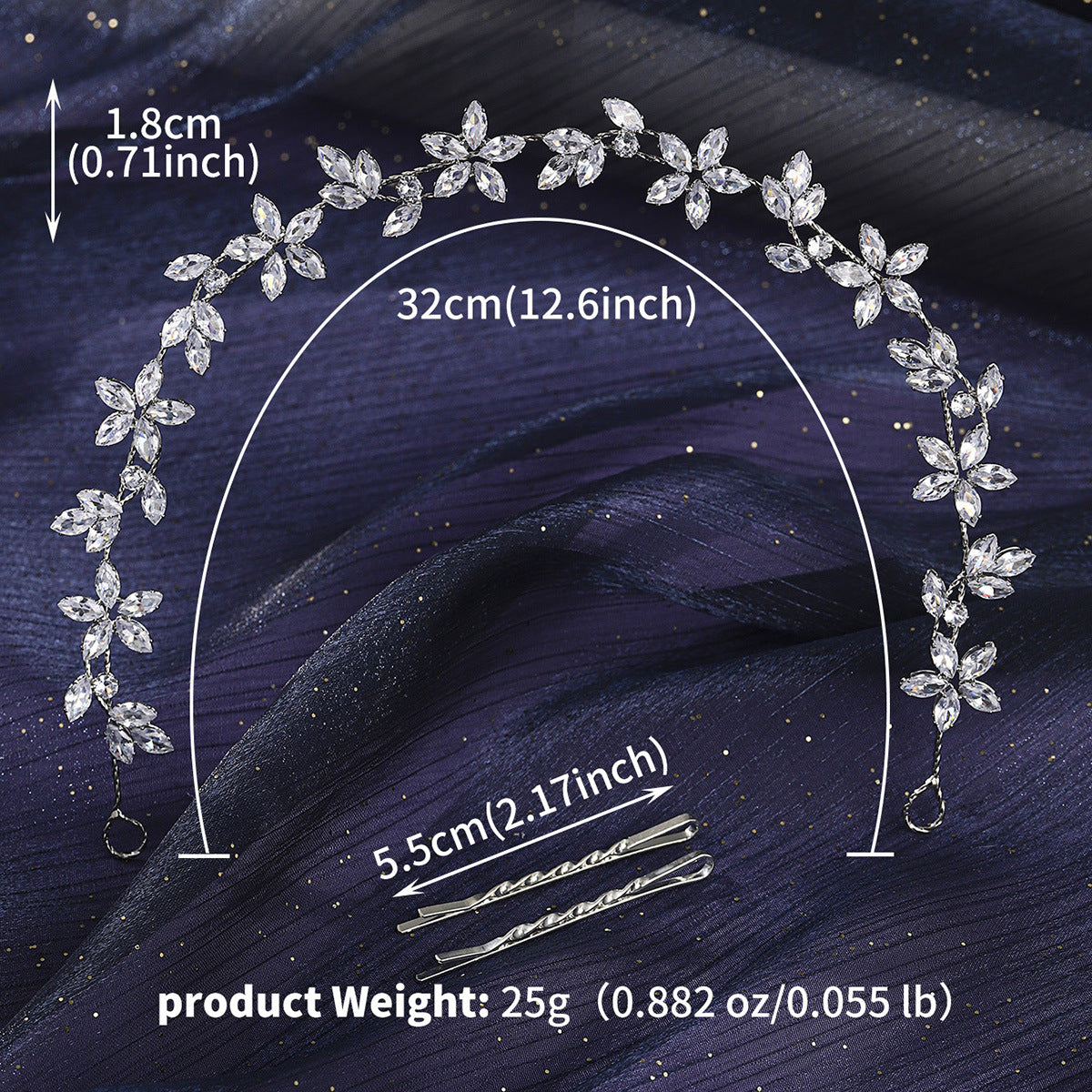Bridal Crystal Headband Elegant Silver Hair Accessory for Weddings and Parties