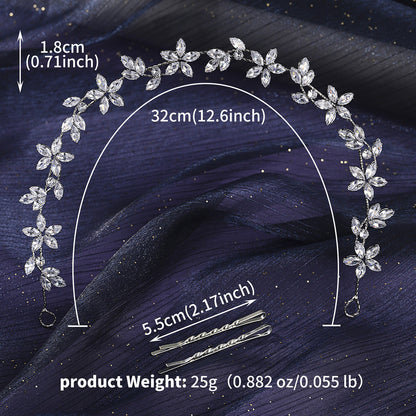 Bridal Crystal Headband Elegant Silver Hair Accessory for Weddings and Parties