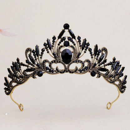Dark Fantasy Alloy Crown with Rhinestones for Halloween Parties