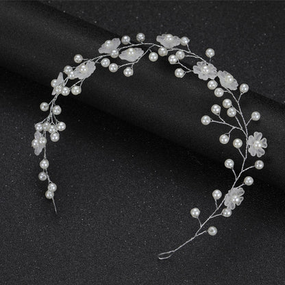 Transparent Handmade Pearl Flower Headband for Brides
