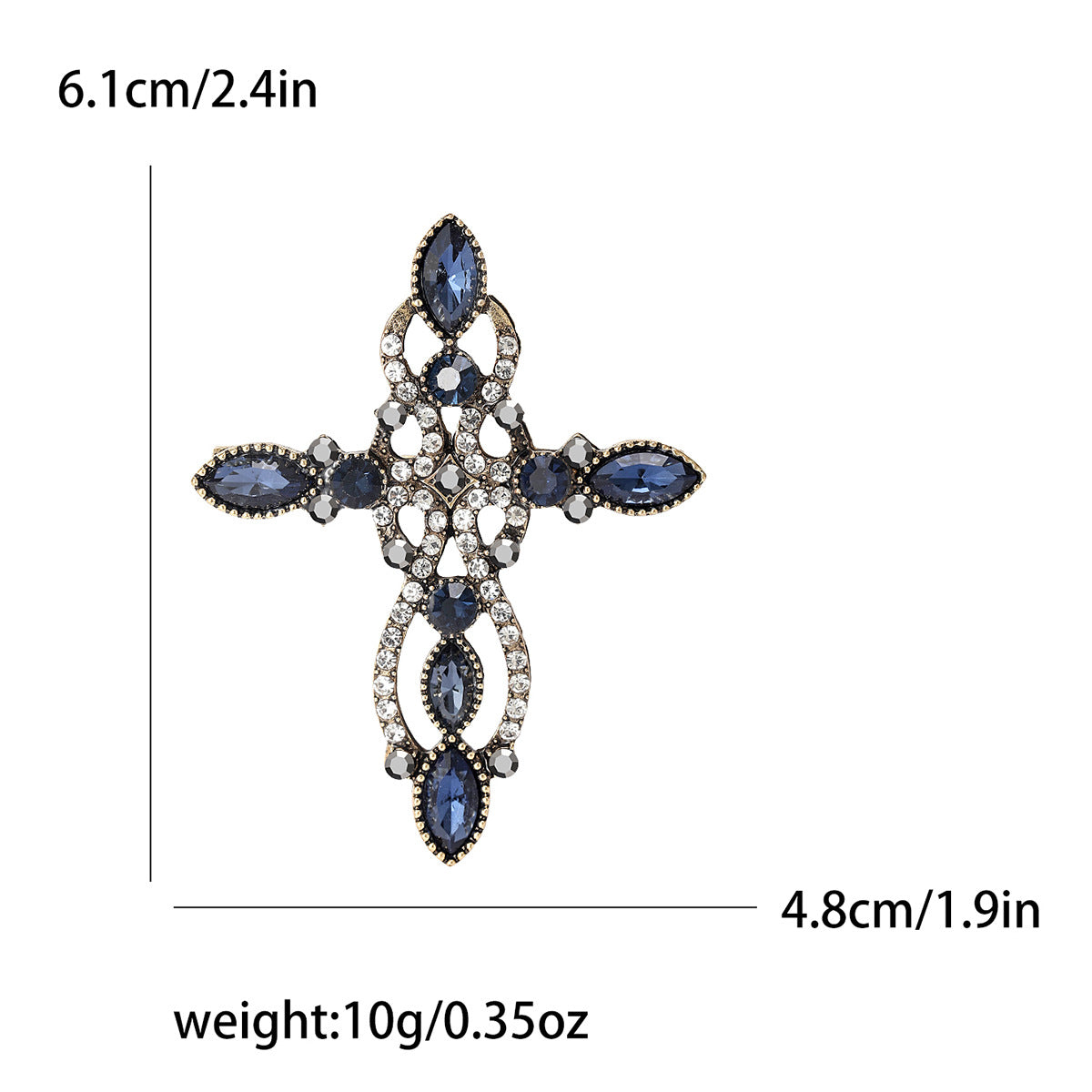 Retro Cross Rhinestone Brooch Unique Accessory for Blazers and Sweaters