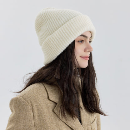 Women's Double-Layer Knitted Hat with Wool - Warm, Stylish, and Versatile