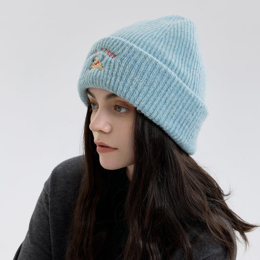 Cute Dog Embroidered Knit Hat Cozy Earflap Beanie
