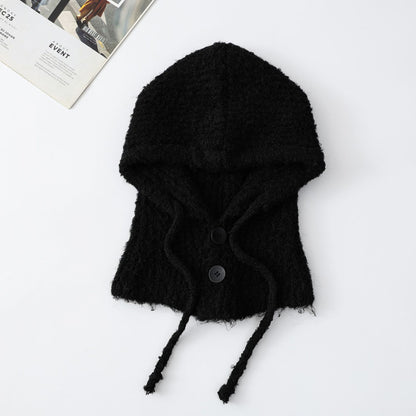 Trendy Knit Wool Blend Balaclava Hat with Neck Warmer