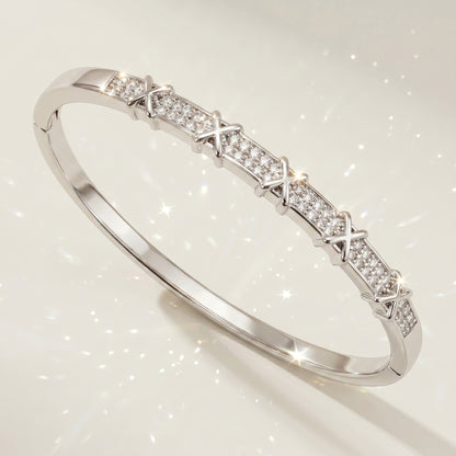 High-End Zirconia Stone Bangle with Nail Design for Weddings and Parties
