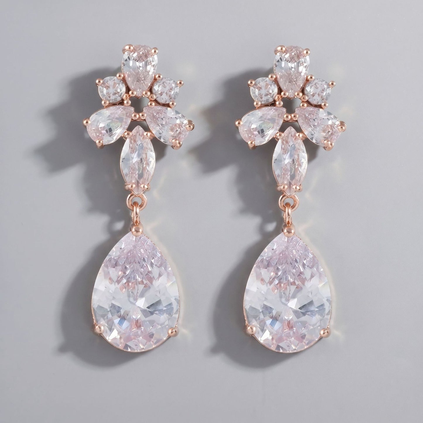 Vintage Floral Alloy Rhinestone Earrings Elegant Daily Drops