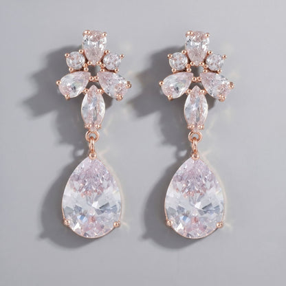 Vintage Floral Alloy Rhinestone Earrings Elegant Daily Drops