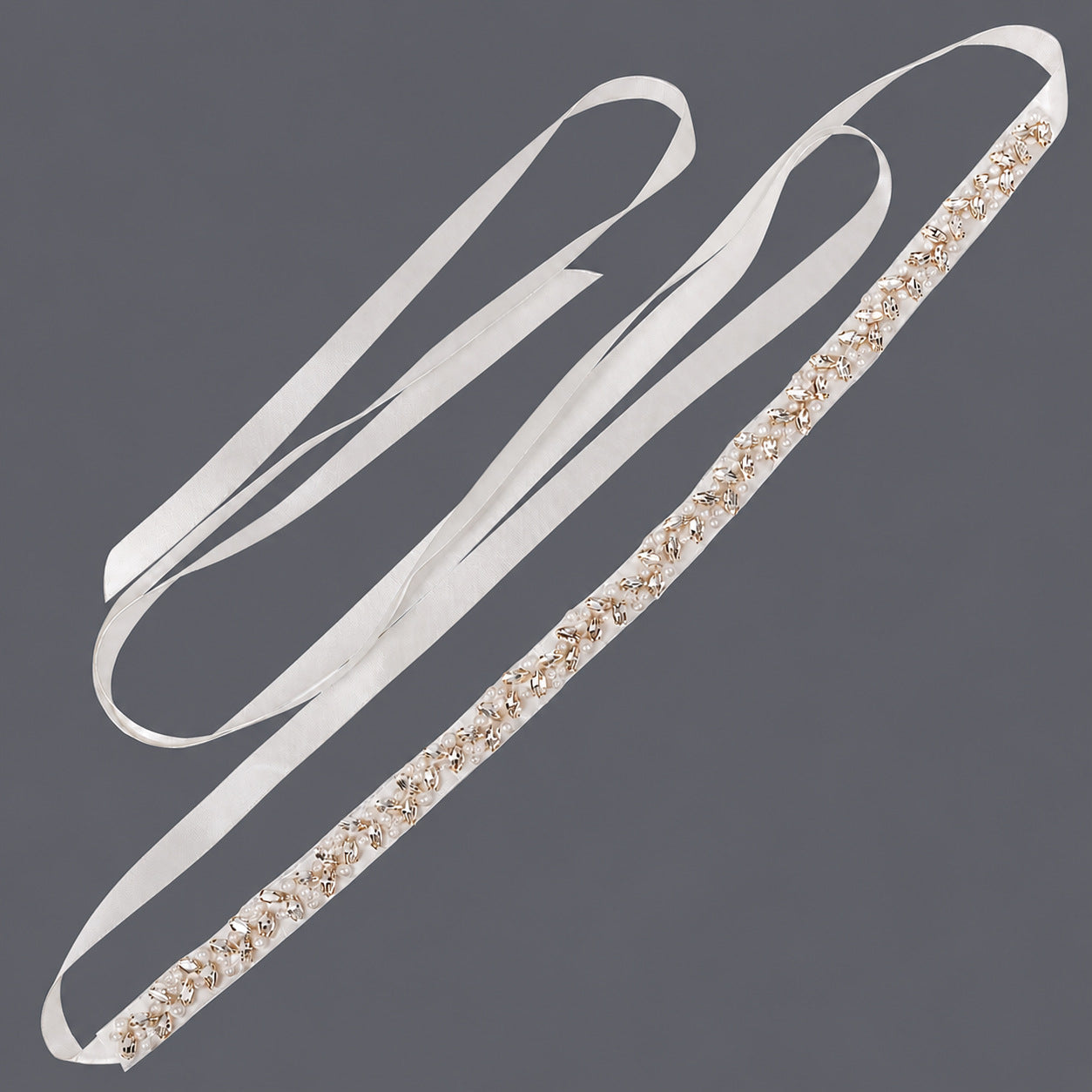 Simplistic Pearl Rhinestone Waist Belt for Bridal Dresses