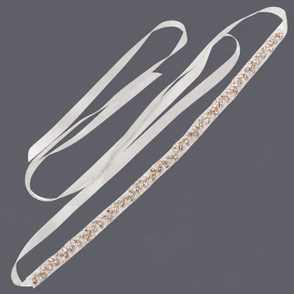 Simplistic Pearl Rhinestone Waist Belt for Bridal Dresses