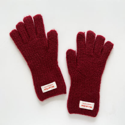 Touchscreen Knit Gloves Cute Solid Color Warm Winter Mittens