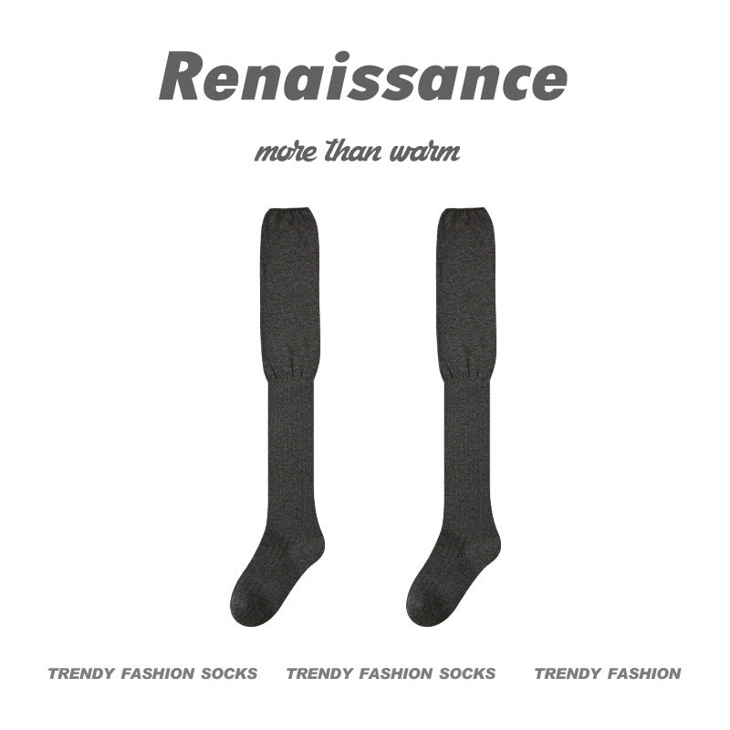 Over The Knee Socks Solid Combed Cotton Casual