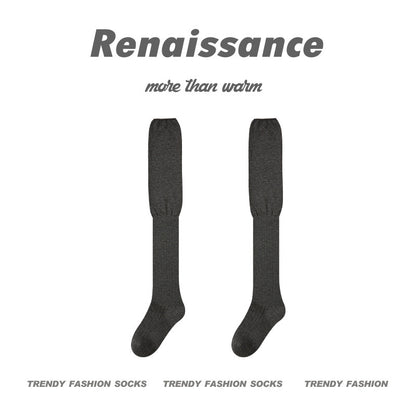 Over The Knee Socks Solid Combed Cotton Casual