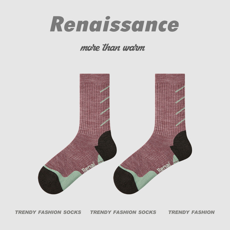 Socks Colorblock Merino Wool Cushioned Hiking