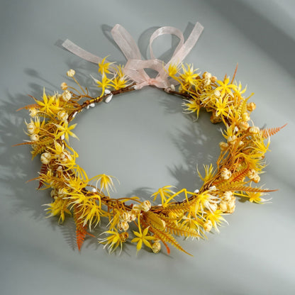 Floral Headband with Ribbons Handmade for Boho and Beach Photoshoots