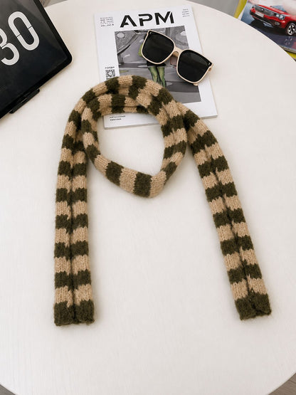 Retro Striped Knit Scarf Cozy Multicolor Infinity Scarf