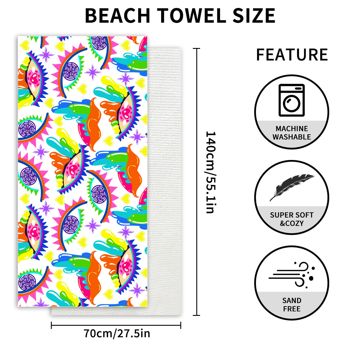 Custom Printed Devil's Eye Beach Towel Microfiber Camping Towel
