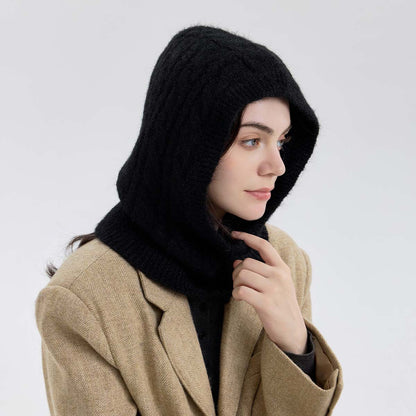 Handmade Wool Blend Knit Beanie with Neck Warmer for Women