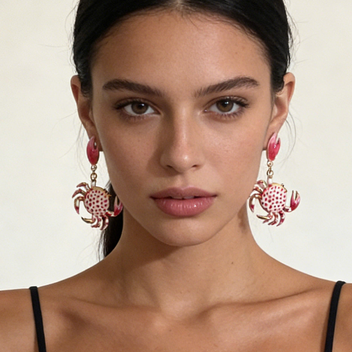 Alloy Crab Earrings Cute Colorful Lightweight Beachy
