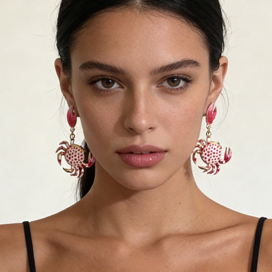 Alloy Crab Earrings Cute Colorful Lightweight Beachy