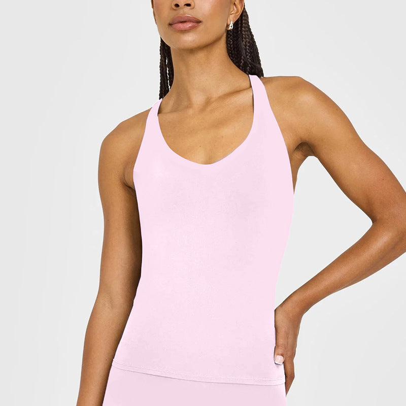 Moisture-Wicking Yoga Tank Top with Built-In Bra