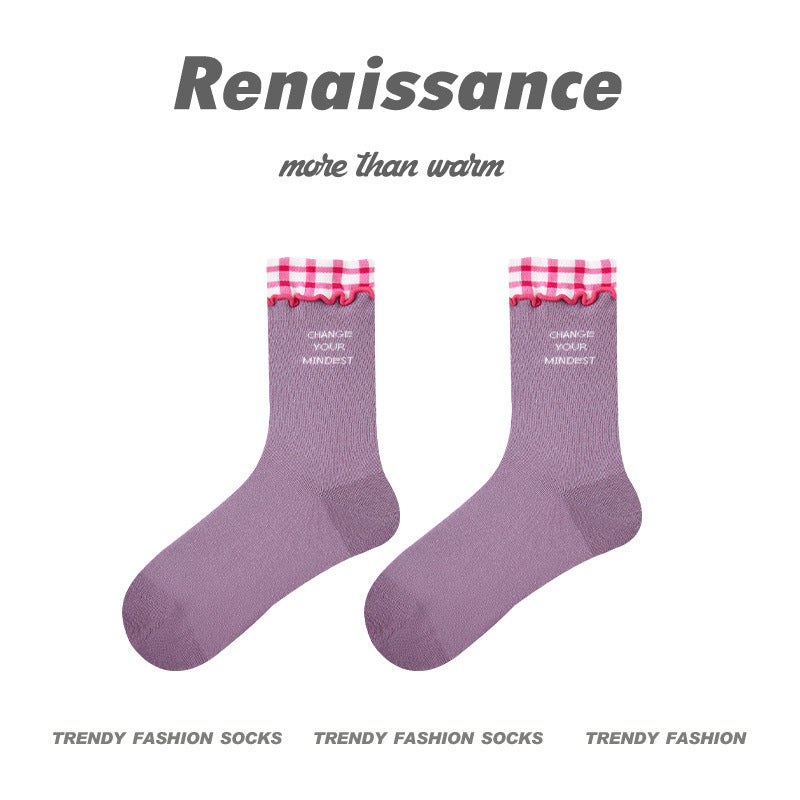 Renaissance Embossed Mid Calf Cotton Socks