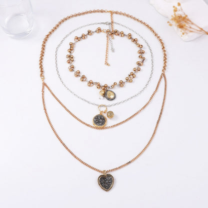 Necklace Layered Heart Geometric Pendant Luxe