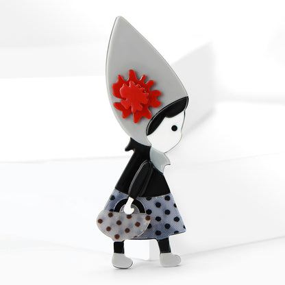 Cartoon Acrylic Bag Brooch Cute Versatile Women's Suit Pin