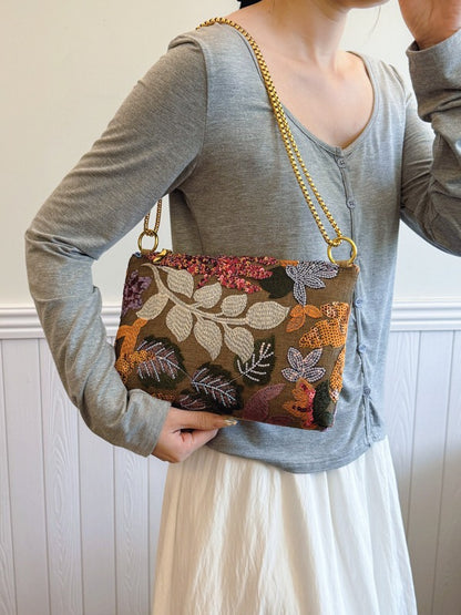 Embroidered Sequin Evening Clutch Bags Trendy Retro Style
