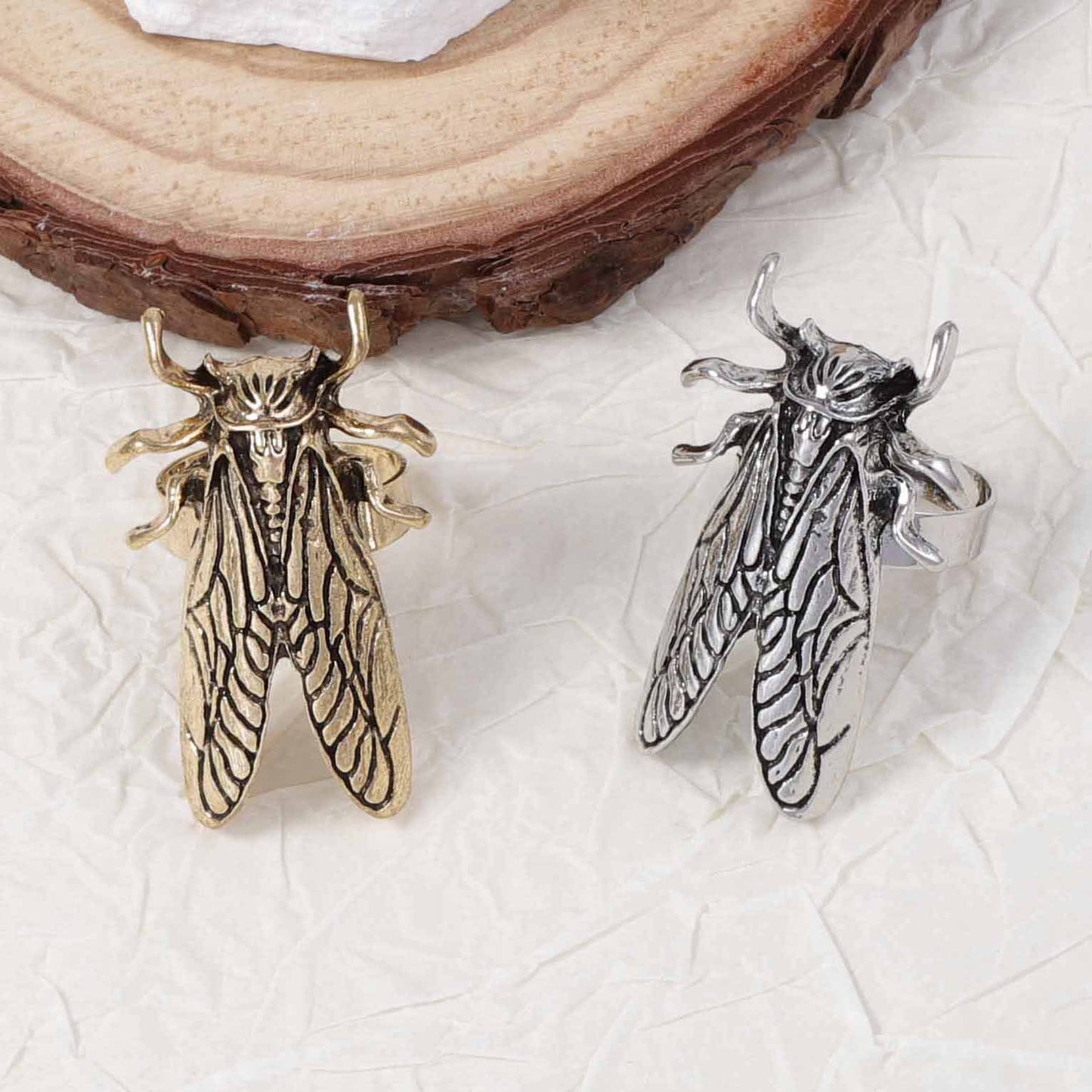 Adjustable Open Ring Cicada Ladybug Alloy Casual
