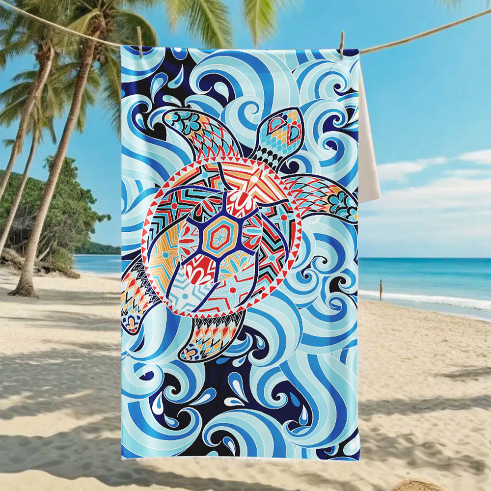 Customizable Turtle Print Beach Towel Ultra-Soft Microfiber Bath Towel