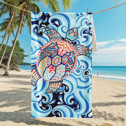 Customizable Turtle Print Beach Towel Ultra-Soft Microfiber Bath Towel