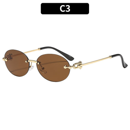 Trendy Metal Oval UV400 Sunglasses for Outdoor Activities